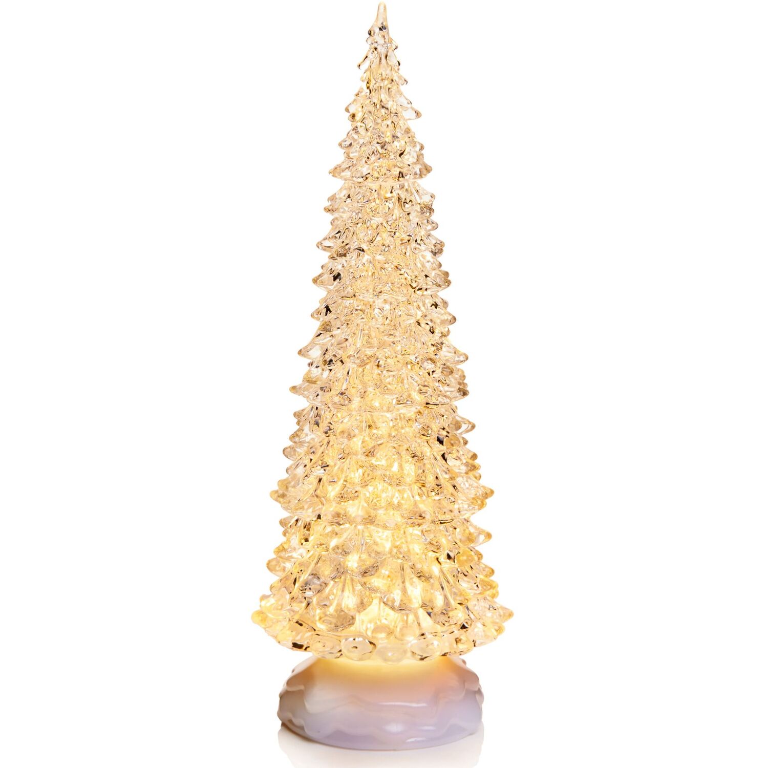 30cm Dual Power LED Water Spinner Christmas Tree With Warm White LEDs - White water spinner